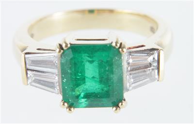 Diamant-Smaragd Ring - Klenoty a Hodinky